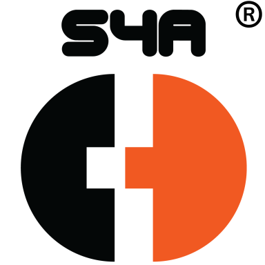 Logo featuring a stylised "S4A" in black and orange with a circular design element.